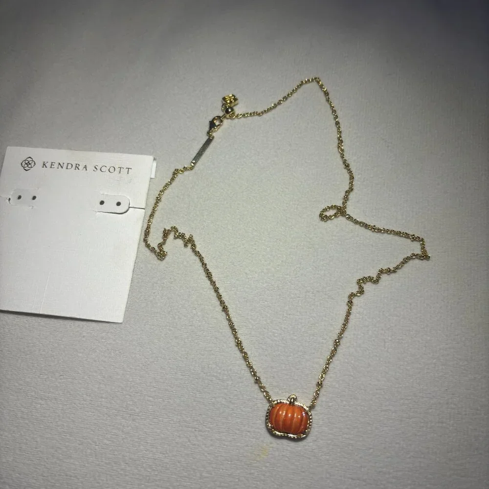 Kendra Scott Gold and Orange Pumpkin Necklace - Picture 3 of 3
